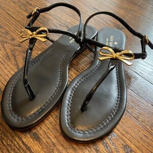 Kate Spade Black Sandals with Gold Bow